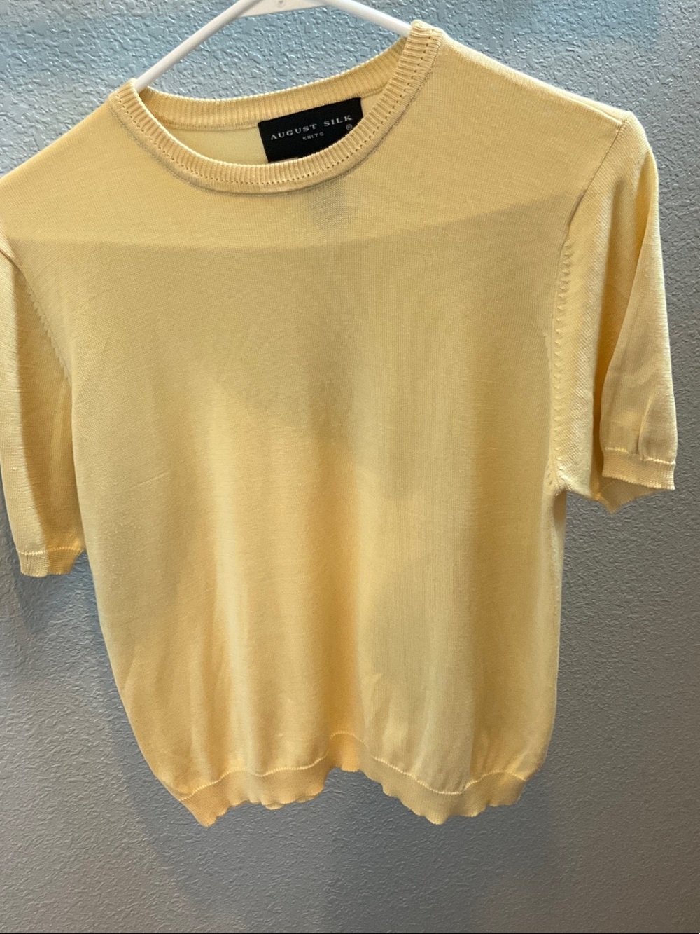 100% silk short sleeve knit top